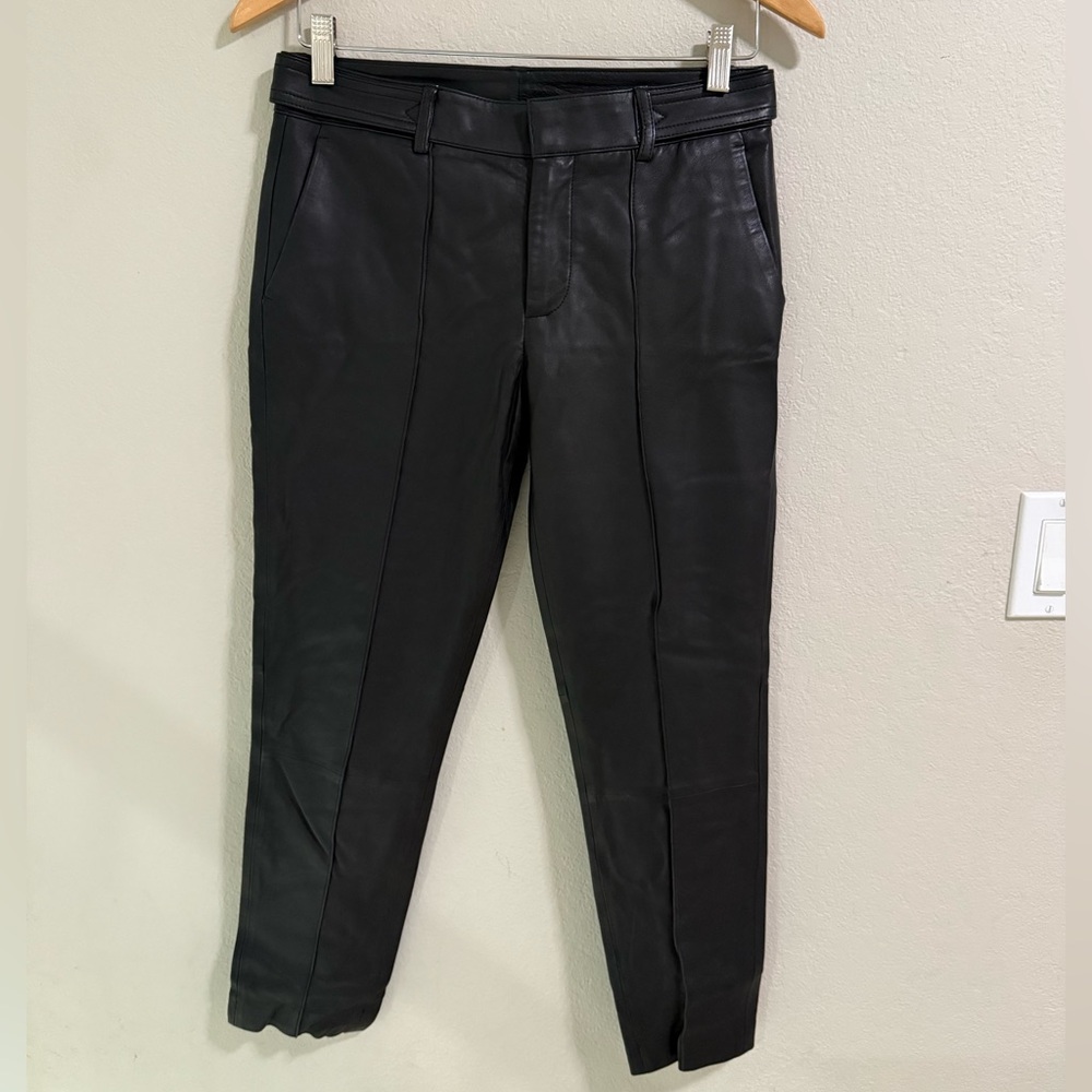 Vince Black Leather Slim Ankle Pants Size 0